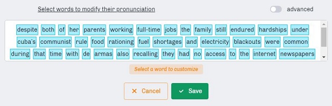 Murf AI Words control